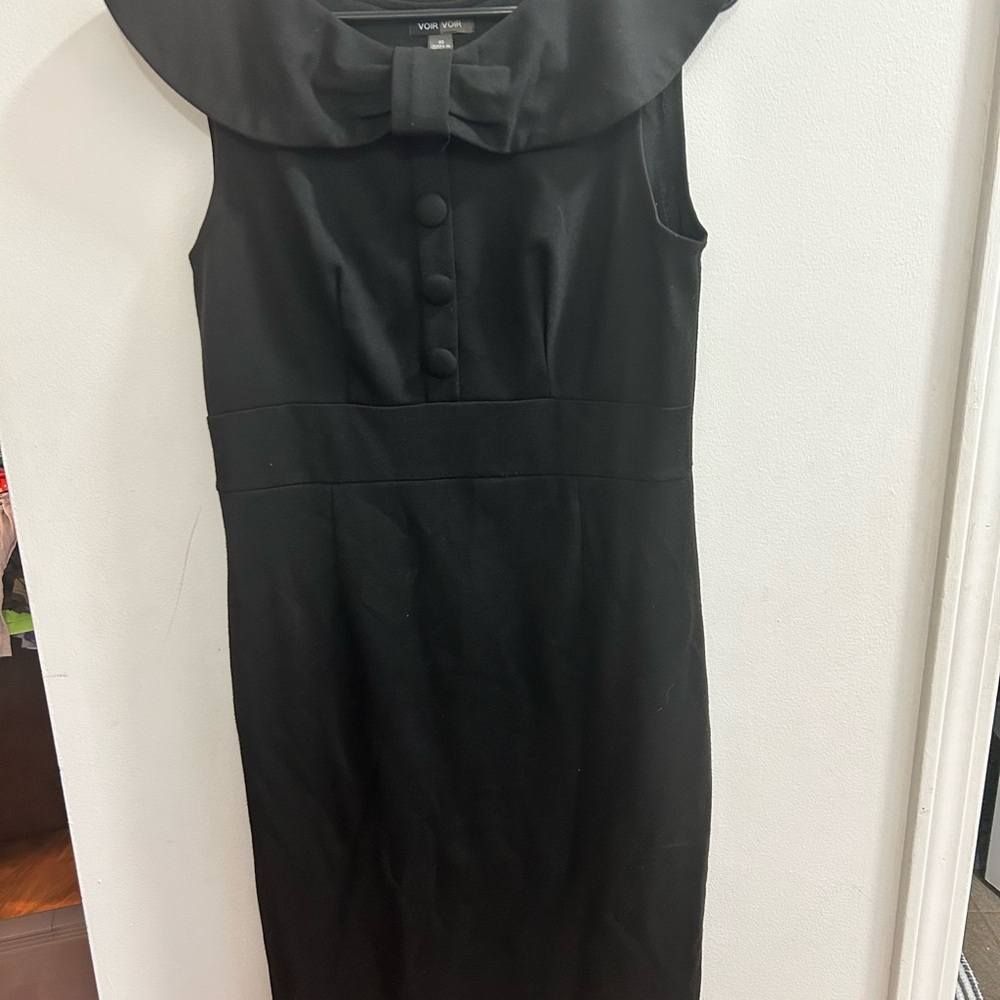 Voir Voir Women's Sleeveless Dress Black With‎ Bow Neckline Size 10